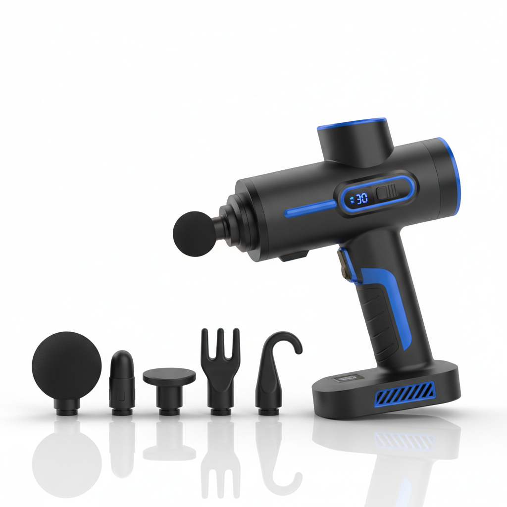 Percussion Massage Gun – 6 Heads, 30 Speeds